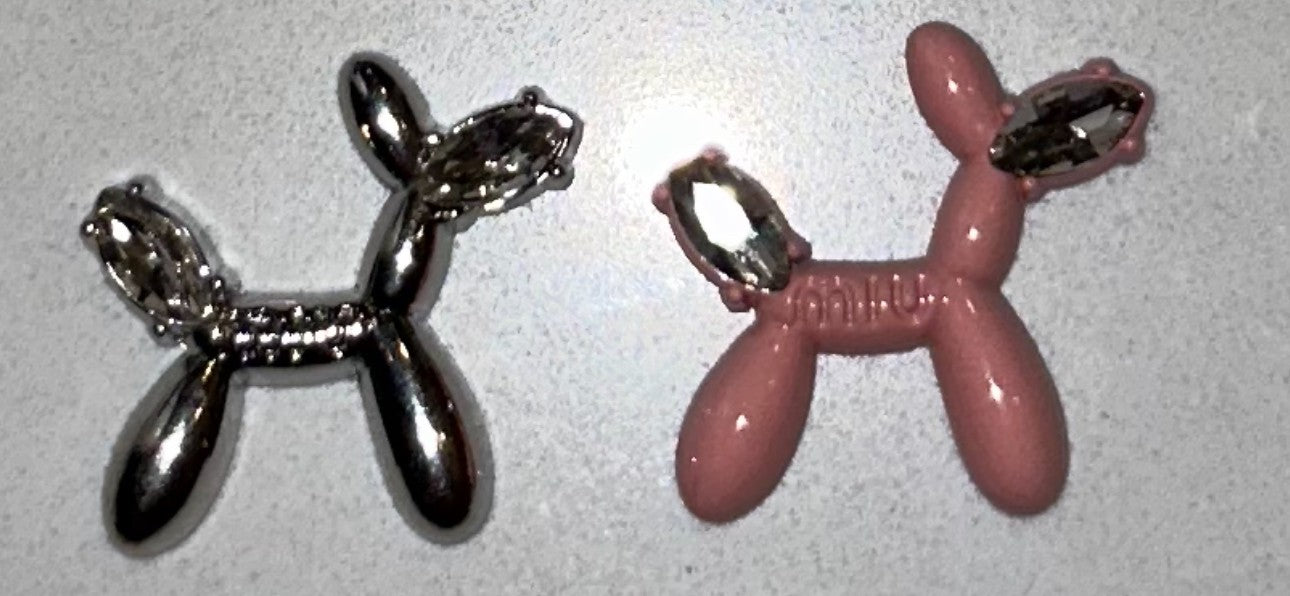 Balloon Dog Charms with Gem Accents