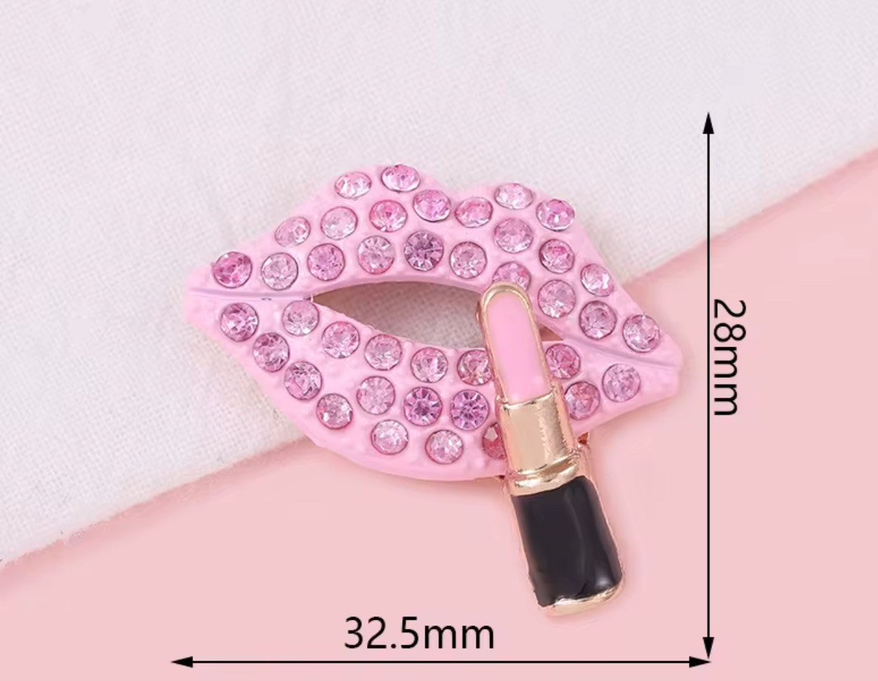 Pink Lips & Lipstick Bling Charm