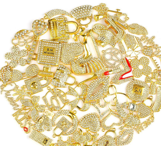 Bling Gold Jewelry Charms (10 charms)