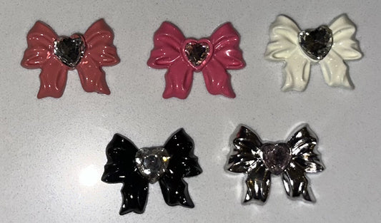 Heart Gem Bow Flatback Charms