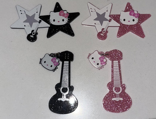 Rockstar Kitty Guitar and Star Charms