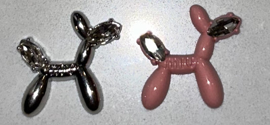 Balloon Dog Charms with Gem Accents