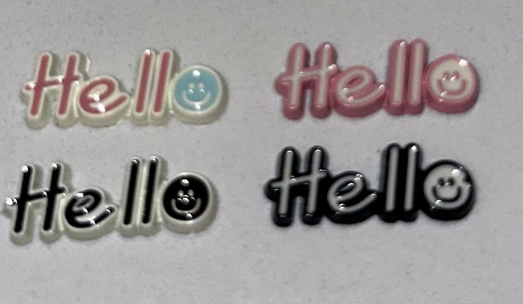 Hello Flatback Charms