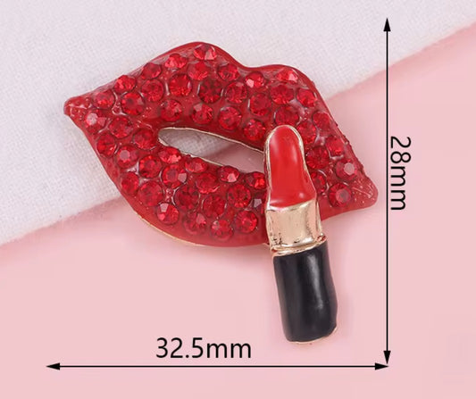 Red Lips & Lipstick Bling Charm