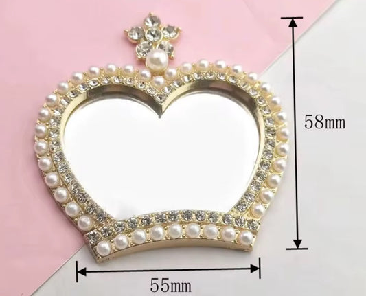 Gold Royal Heart Crown Charm – Pearl & Rhinestone