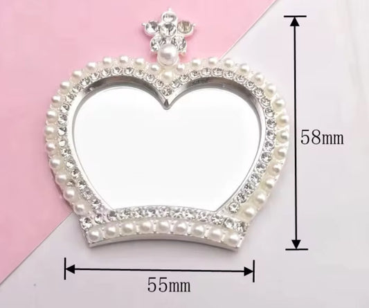 Silver Royal Heart Crown Charm – Pearl &amp; Rhinestone