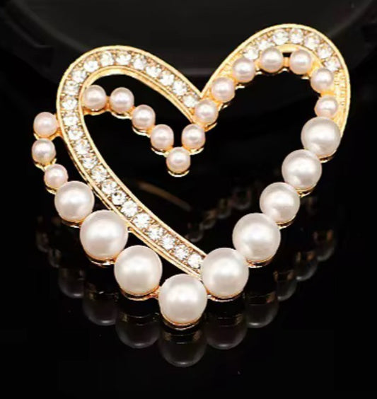 Gold Pearl Bling Open Heart Charm